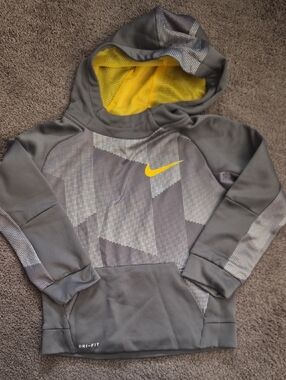 Nike Gray & Yellow Kids Dri-FIT Hooded Pullover